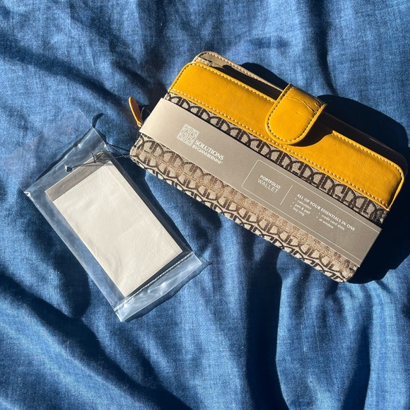 Giani Bernini Handbags - Solutions by Giani Bernini mustard yellow and tan checkbook wallet